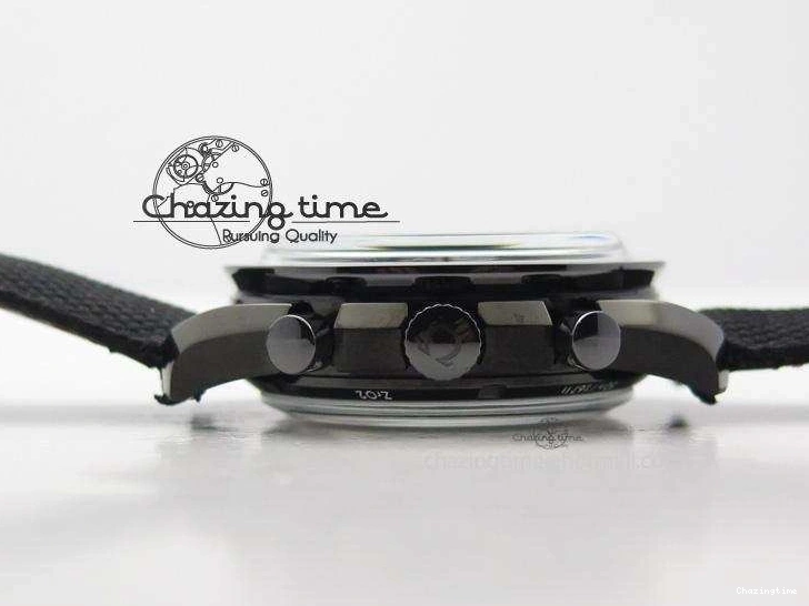 0817 DailyWear Speedmaster Professional Chronometer PVD Black Dial On Black Leather Strap A 8259
